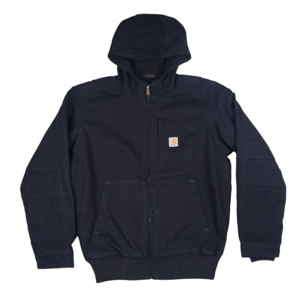 Carhartt Coat Men's Medium Black Washed Duck Fleece Lined Loose Fit 0J33711-M